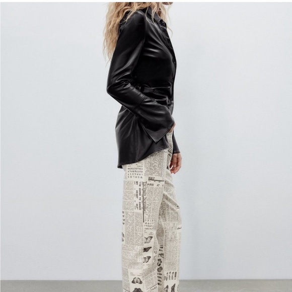 ZARA Fitted Faux Leather Overshirt - Picture 3 of 8